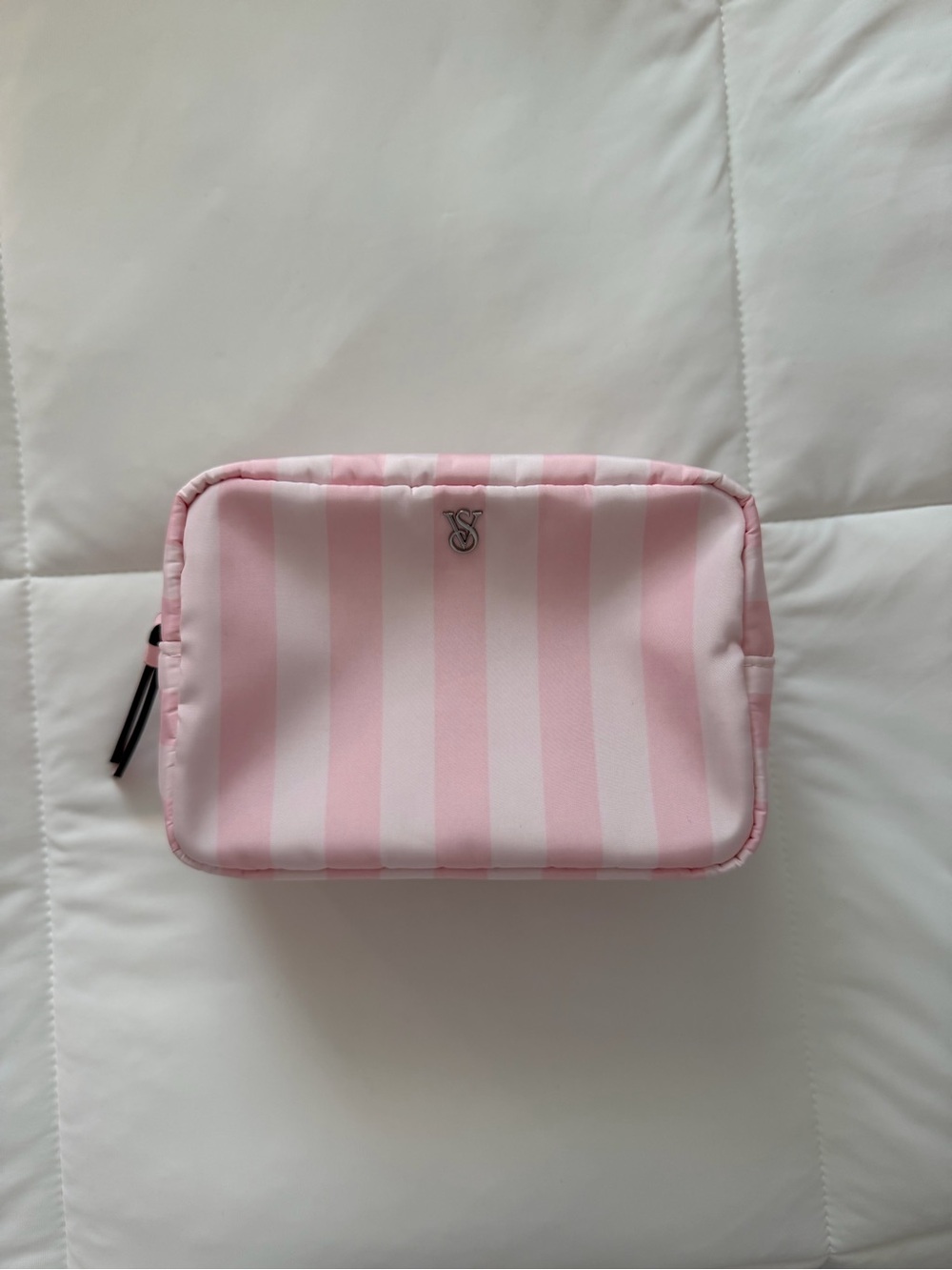 Victoria's Secret Pink and White Striped Makeup Bag
